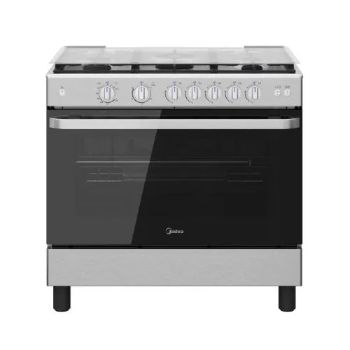 ميديا بوتاجاز غاز 5 شعلة 90*60 أمان كامل استانلس ستيل فضي MFO-MG36LE(SS)-VT