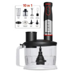 Mienta Essentials Pro 10-in-1 Hand Blender with Attachments, 1500ml, 1000W, Black - HB111238A